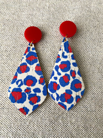Red, White, and Blue Leopard Earrings