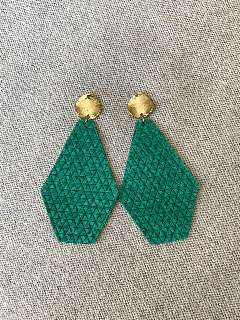 Green Leather Earrings