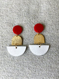 Red and White Leather Earrings