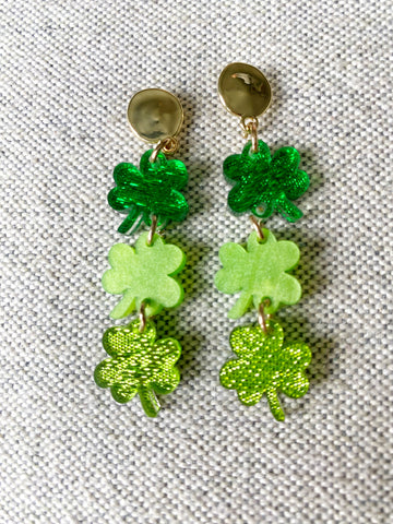 Green Shamrock Drop Earrings