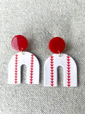 Red and White Baseball Earrings