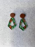 Green and Brown Acrylic Earrings