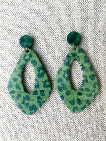 Green Leopard Earrings