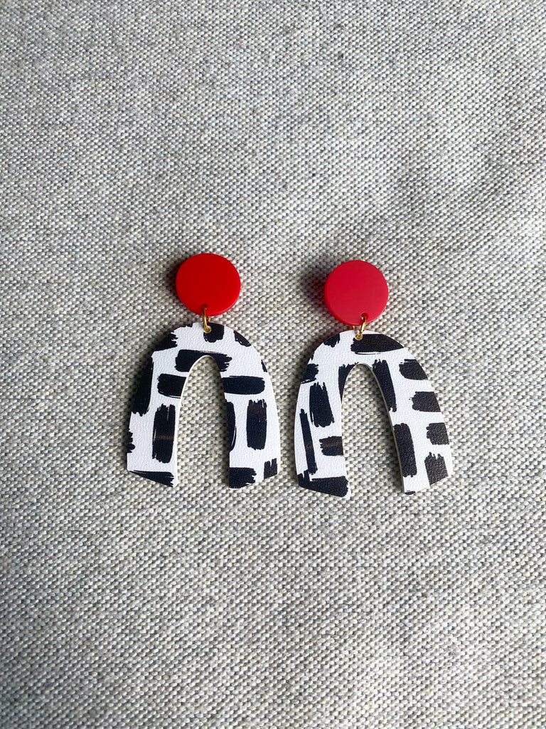 Red, White, And Black Earrings