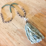 Green Sari Silk Tassel Necklace