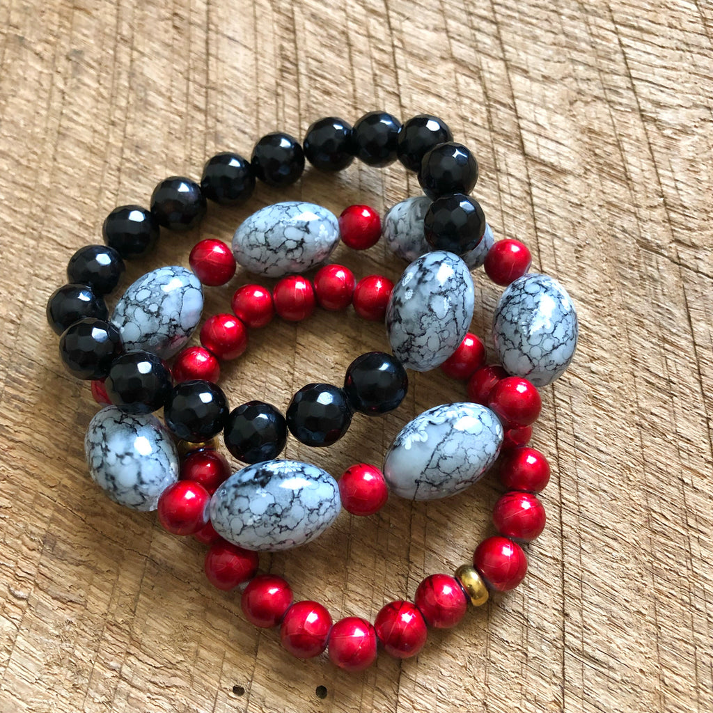 Red and Gold Bead Bracelet