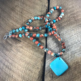 Turquoise and Orange Pendant Necklace
