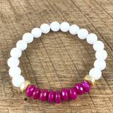 Pink and White Beaded Bracelet