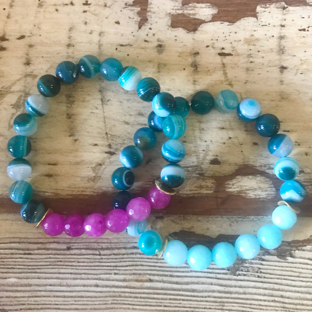 Turquoise and Teal Bead Bracelet