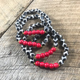 Red, White, and Black Beaded Bracelet