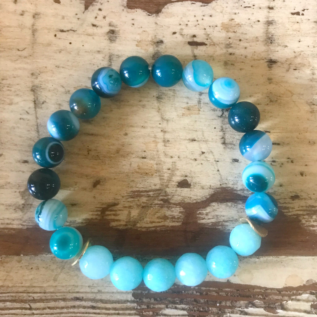 Turquoise and Teal Bead Bracelet