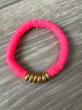 Neon Pink Vinyl Heishi Bracelet