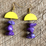 Yellow and Purple Beaded Earrings