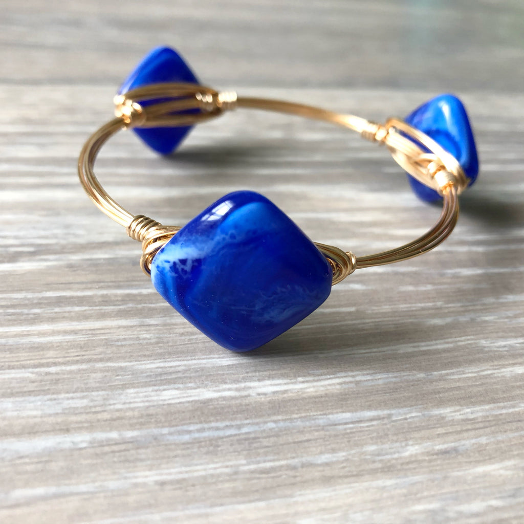 Blue Acrylic Bead Bangle