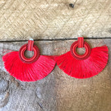 Red Fringe Tassel Earrings