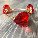 Red Crystal Heart Bangle