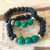 Black and Green Beaded Bracelet