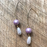 Pink and White Pearl Drop Earrings