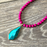 Pink and Turquoise Beaded Necklace