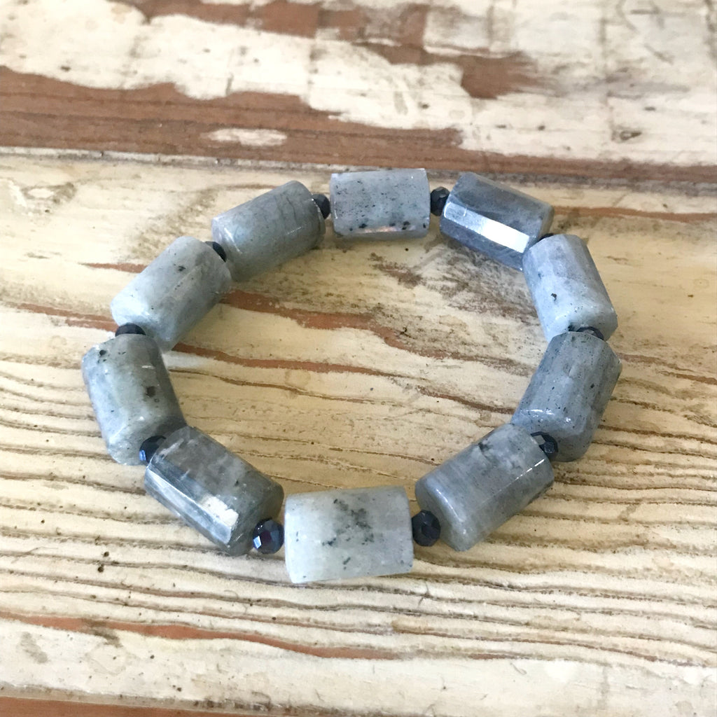 Labradorite Barrel Beaded Bracelet