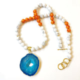 Orange and Blue Agate Necklace