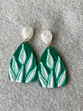 Green and White Acrylic Earrings