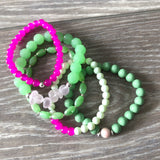 Green and Pink Bracelet Stack