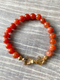 Orange and Crystal Beaded Bracelet