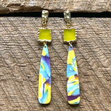 Yellow and Mint Acrylic Earrings