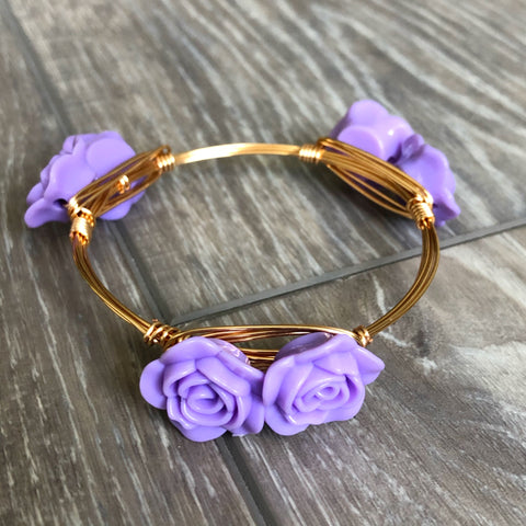 Purple Rose Bead Bangle