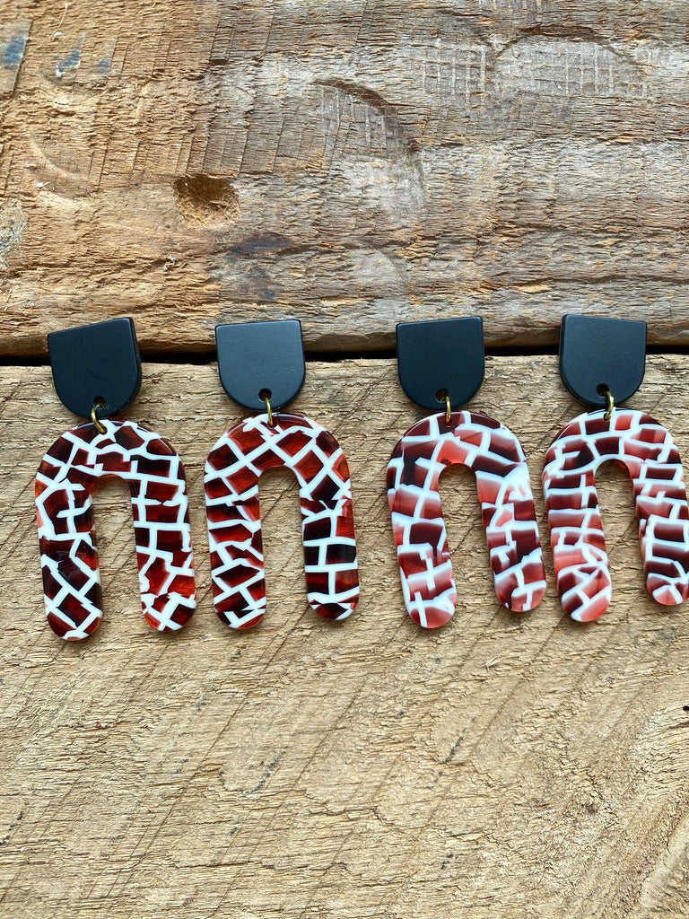 Red, White, and Black Acrylic Earrings