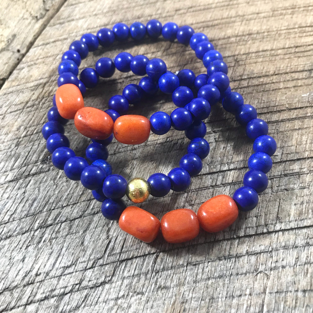 Orange and Blue Beaded Bracelet