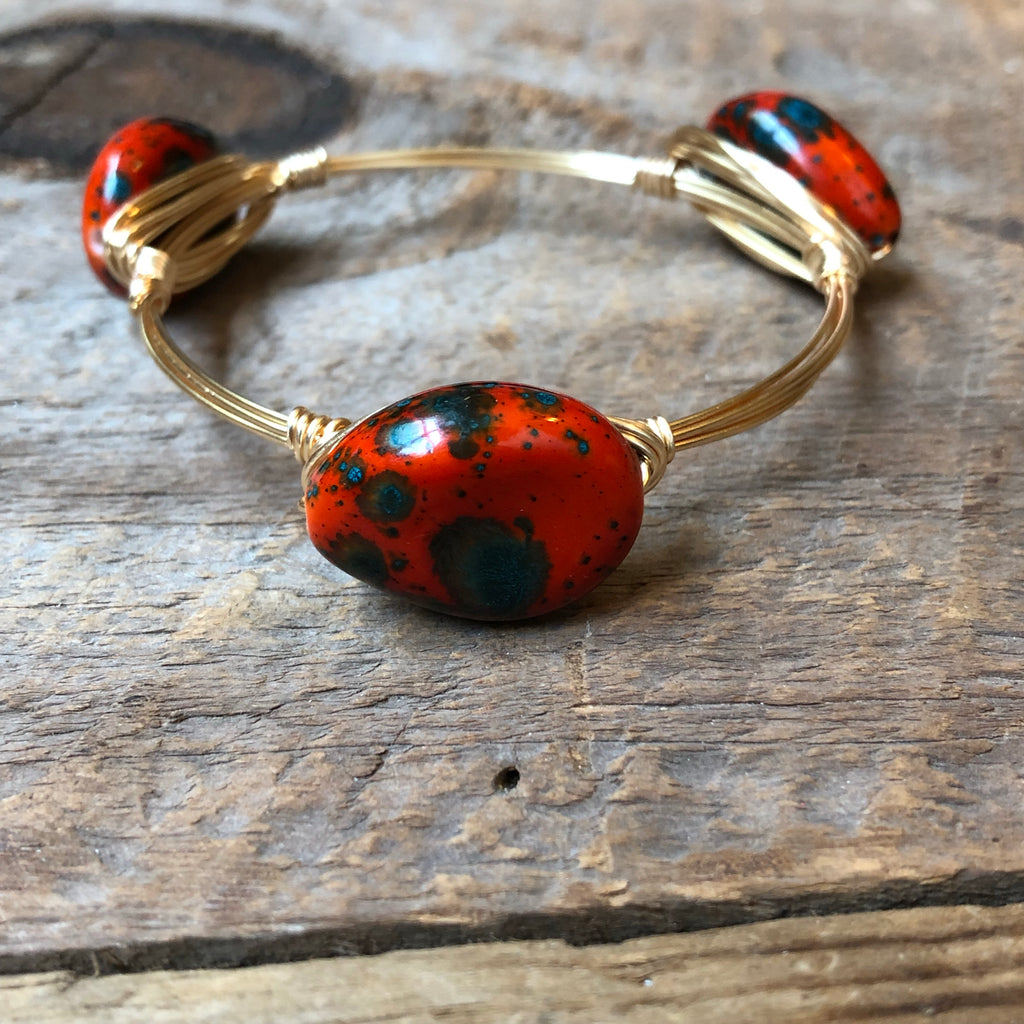 Red and Teal Speckled Bangle