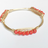 Red Crystal Wire Wrap Bangle