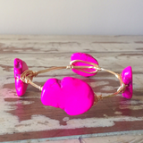 Pink jasper slab wire wrap bracelet