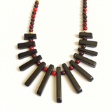 Red and Black Stick Bead Pendant Necklace