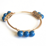Blue bead wire wrap bangle